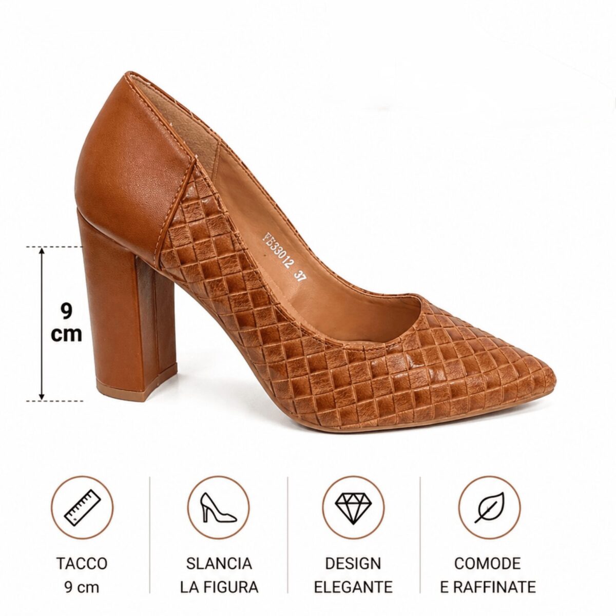 Décolleté Cuoio Tacco Largo - immagine 5