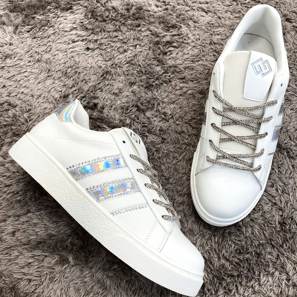 Sneakers Strisce Lacci Strass