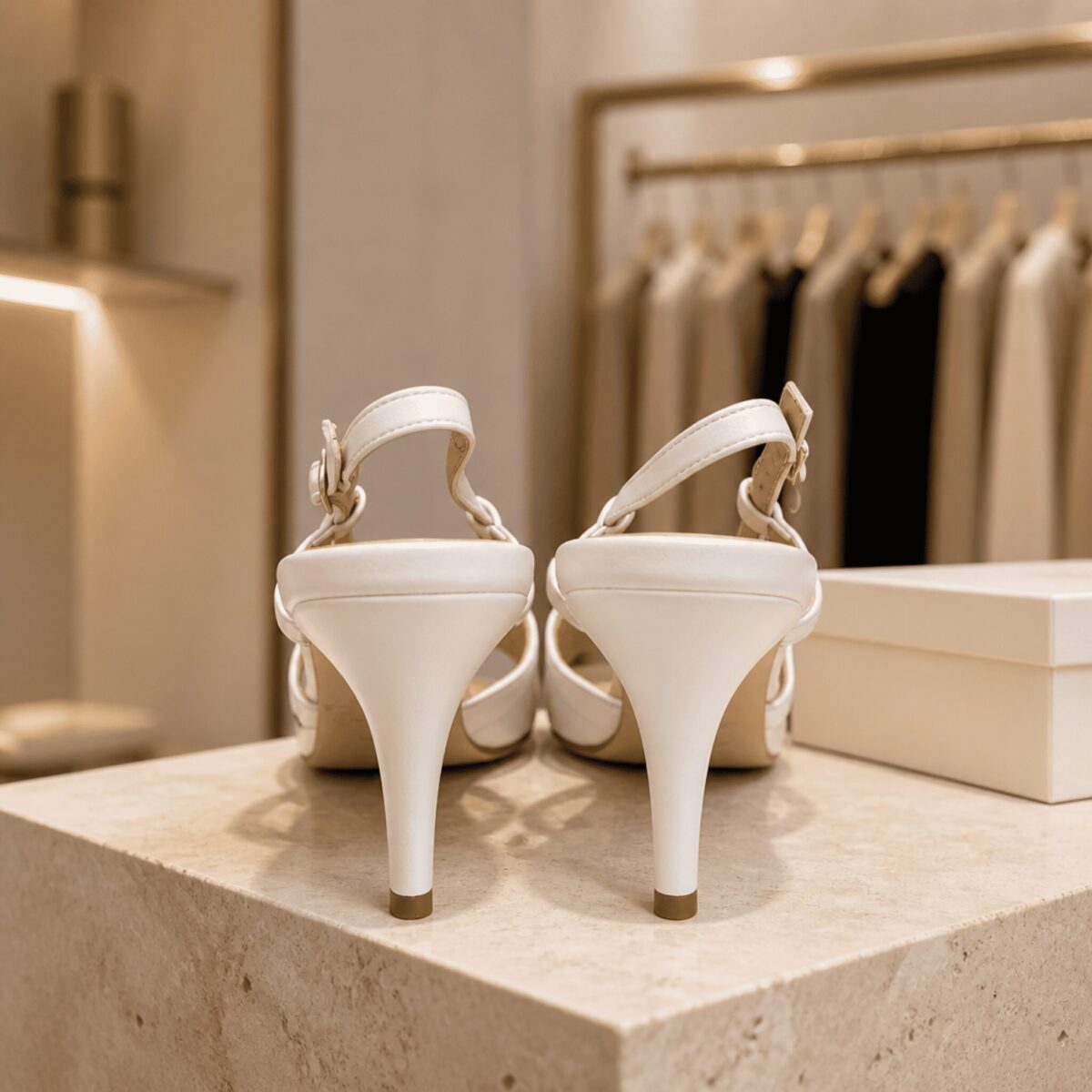 Slingback Bianche e Nere Fibbia - immagine 4