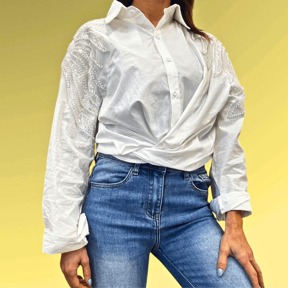 Camicia Bianca Perline