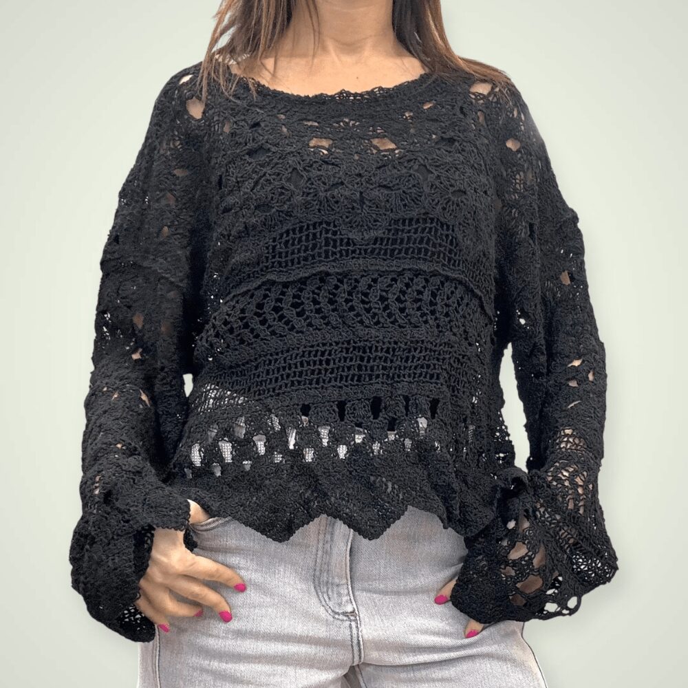 Maglia Uncinetto Nera