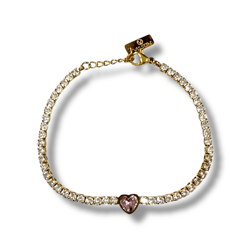 Bracciale Strass Cuore Rosa