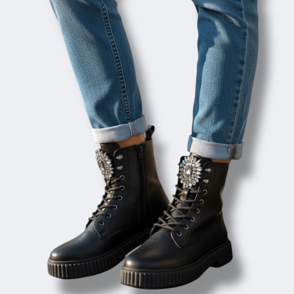 Anfibi Neri Gioiello Trendy