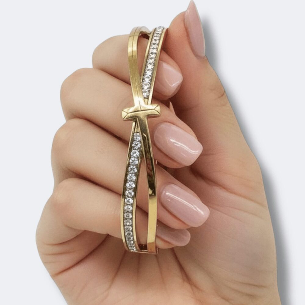 Bracciale Dorato Croce Cristalli