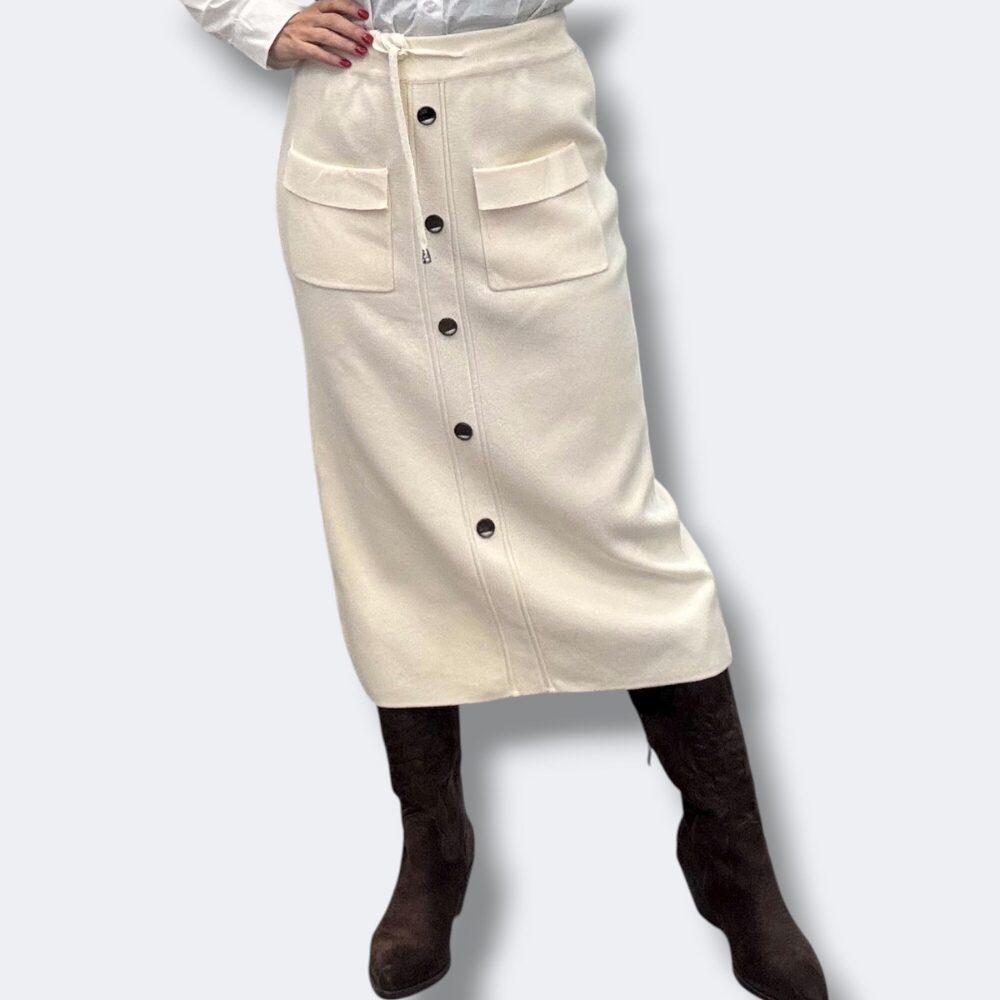 Gonna Lunga Bottoni Panna