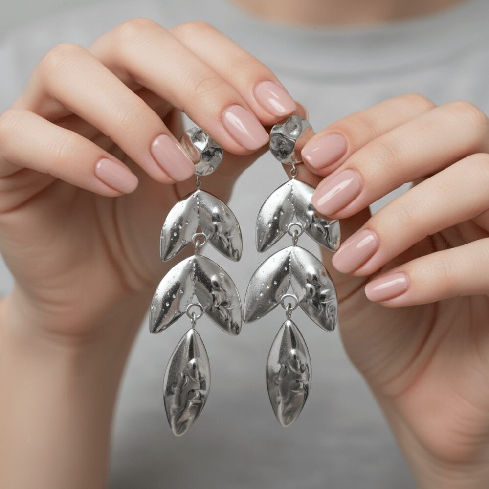 Orecchini Foglie Argento Pendenti