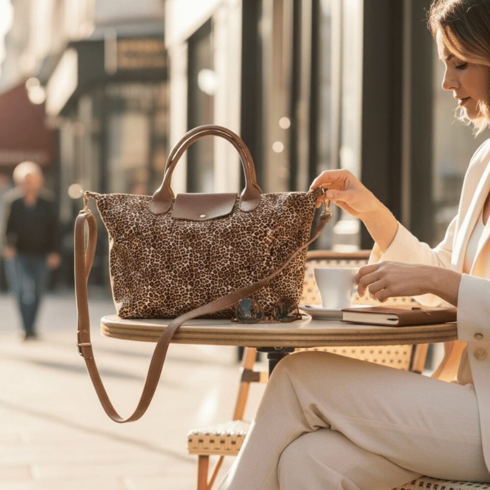 Borsa Leopardata Pelle Marrone