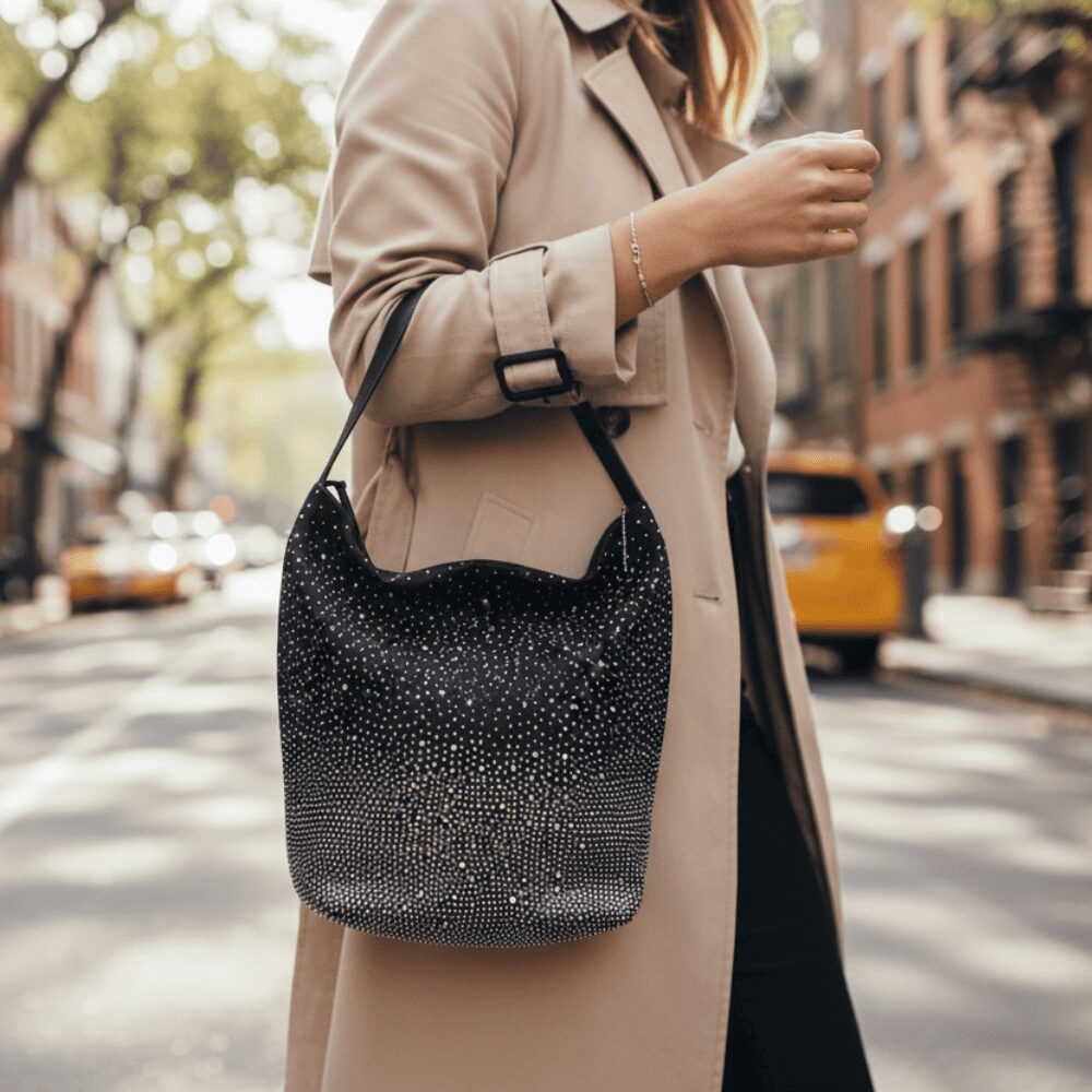 Borsa Nera Strass Elegante