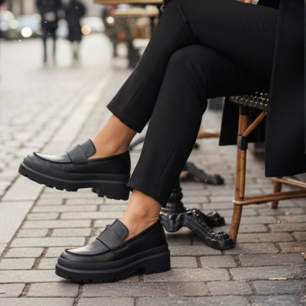 Mocassino Nero  Suola Carrarmato