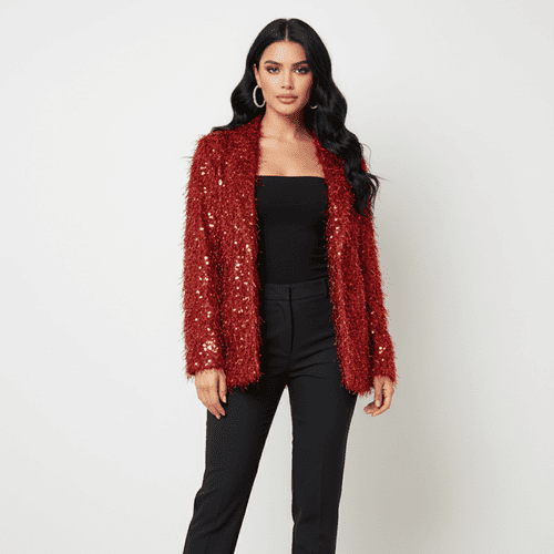 Giacca Rossa Paillettes Pelosa