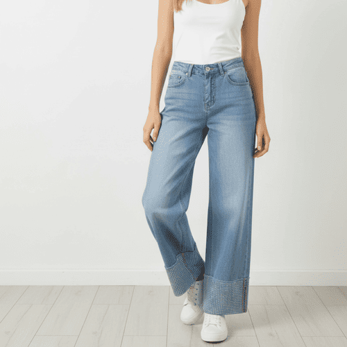 Jeans Palazzo Strass Eleganti