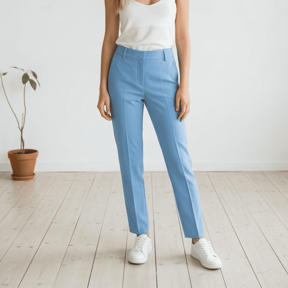 Pantaloni Azzurri Eleganti Dritti