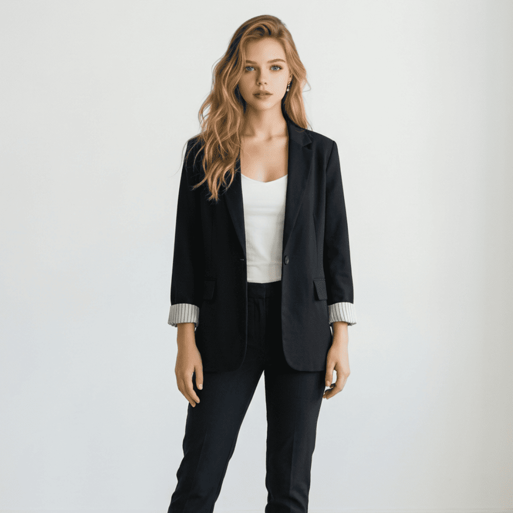 Blazer Nero Fodera Righe