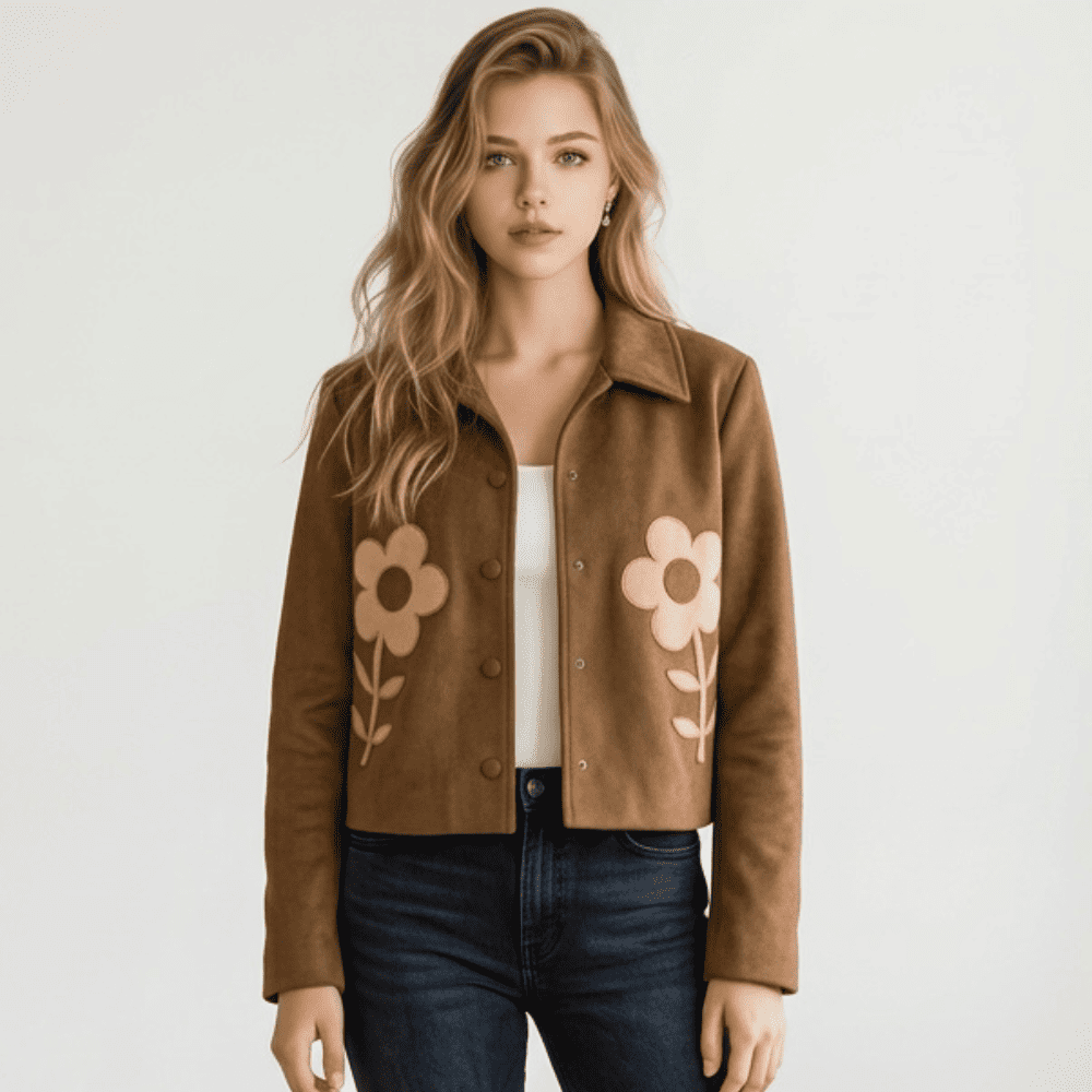Giacchetto Marrone Floreale Retrò