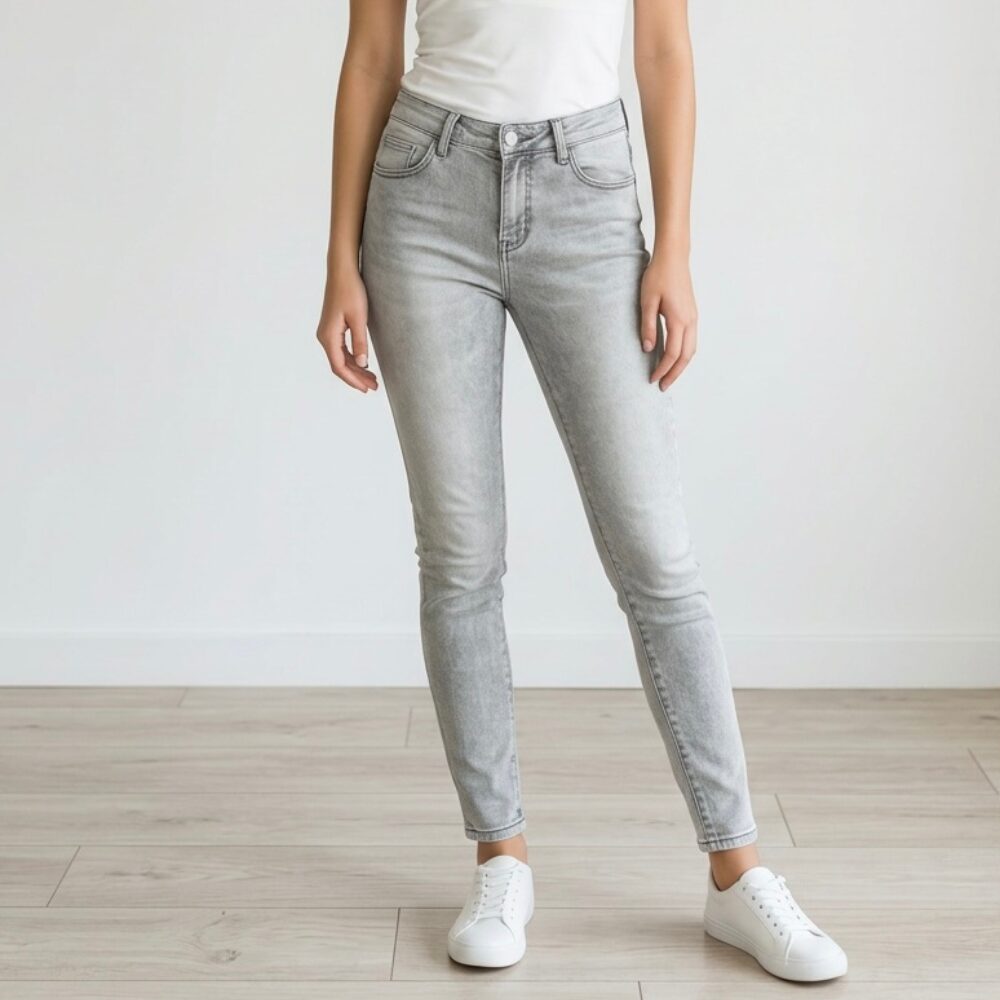 Jeans Skinny grigi slavati