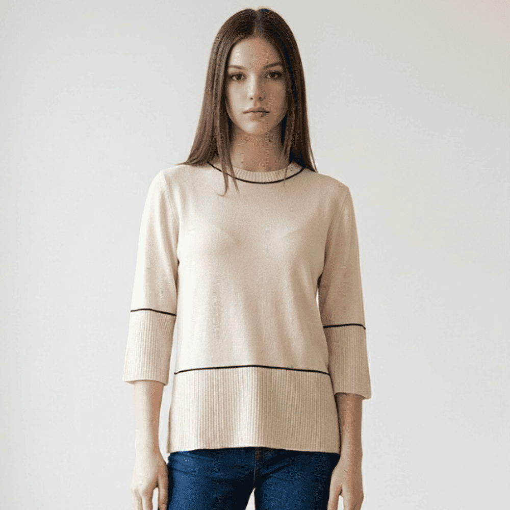 Maglia Panna Maniche Trequarti