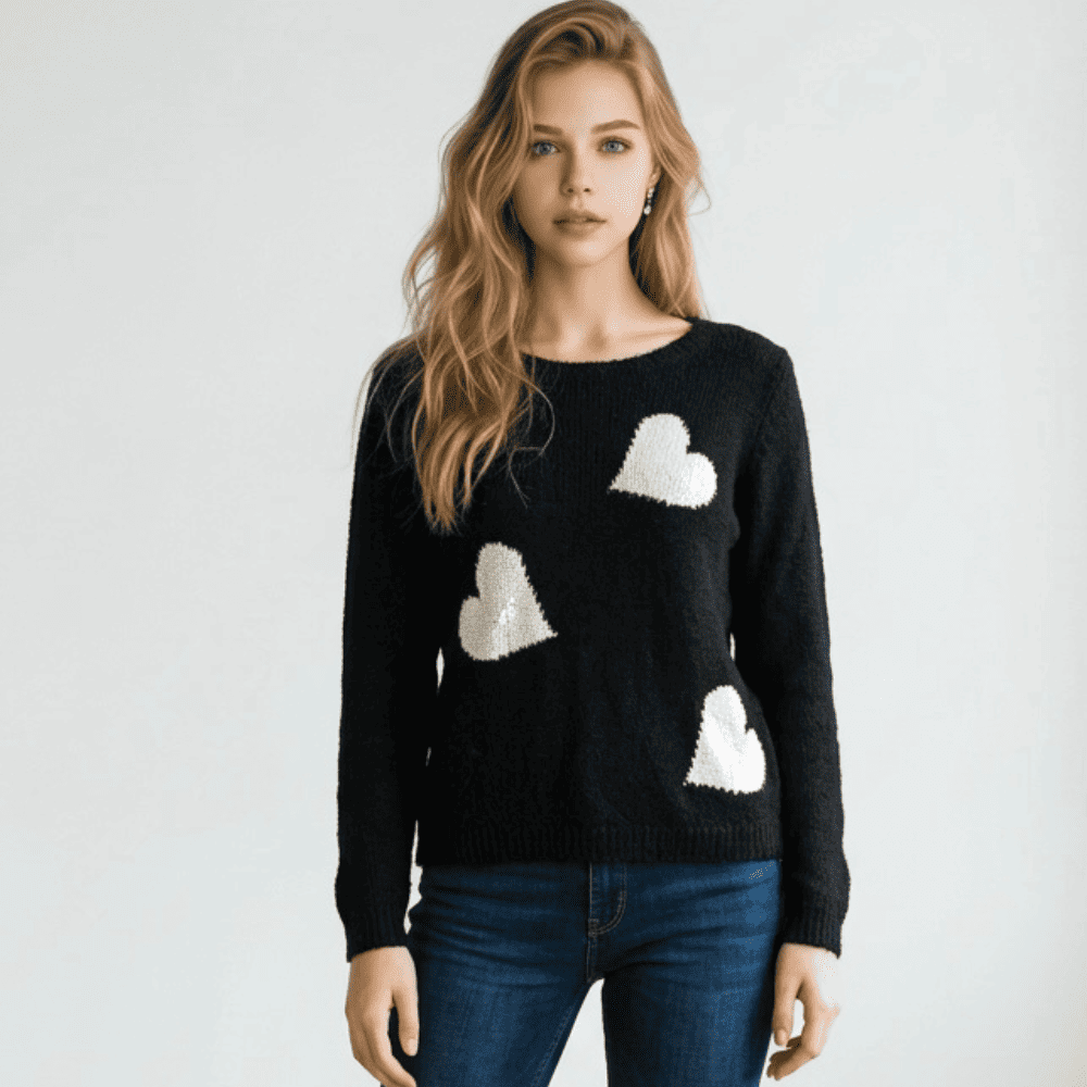 Maglia Nera Cuori Bianchi