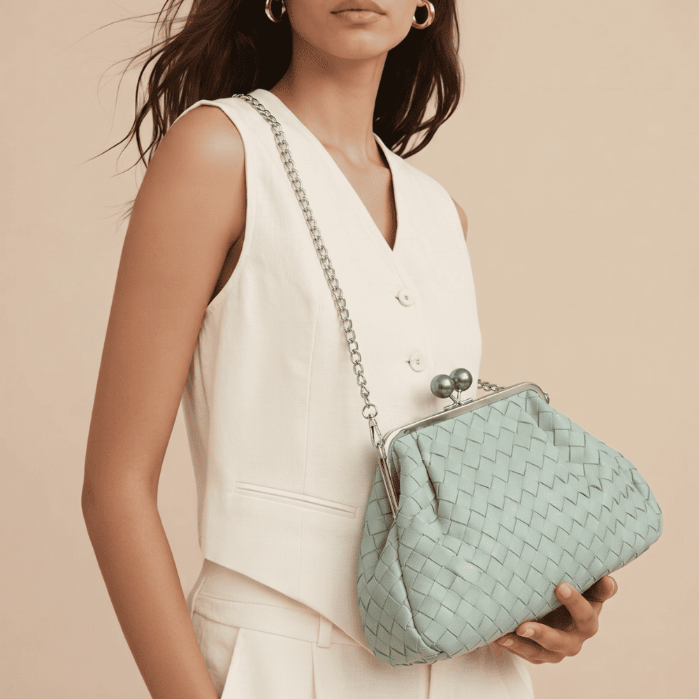Pochette Intrecciata Verde Salvia