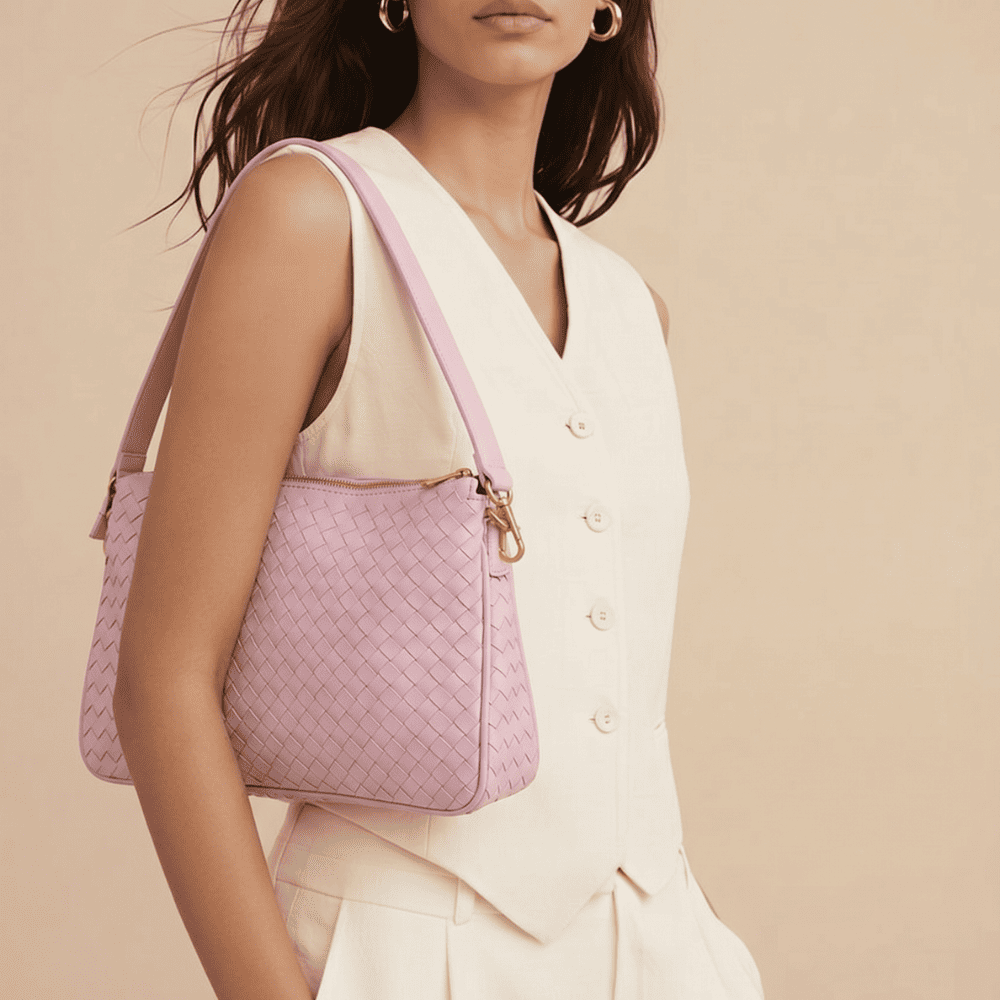 Borsa Rosa Intrecciata Elegante