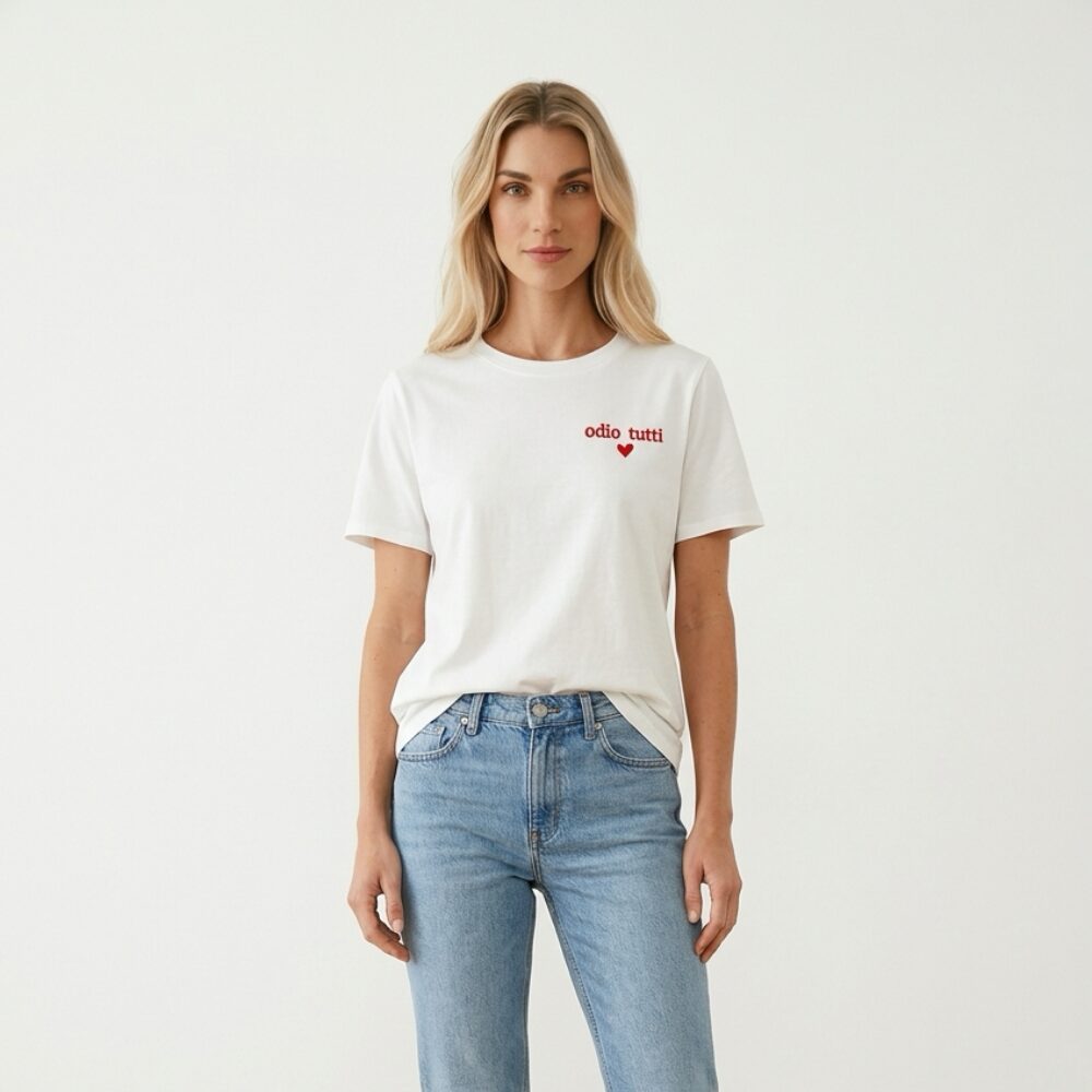 T-Shirt Scritta Ironica Rossa