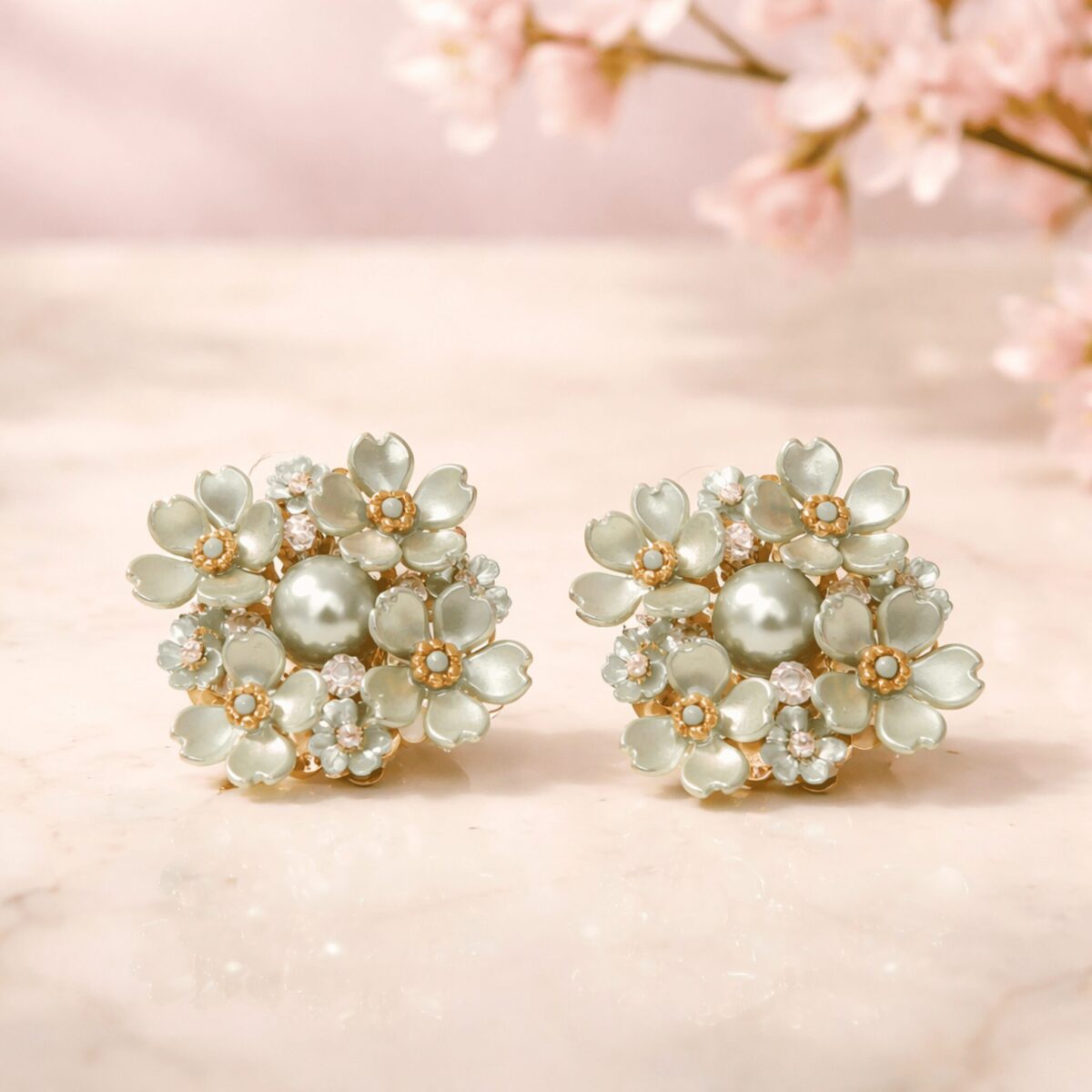 Orecchini Floreali Verdi Vintage