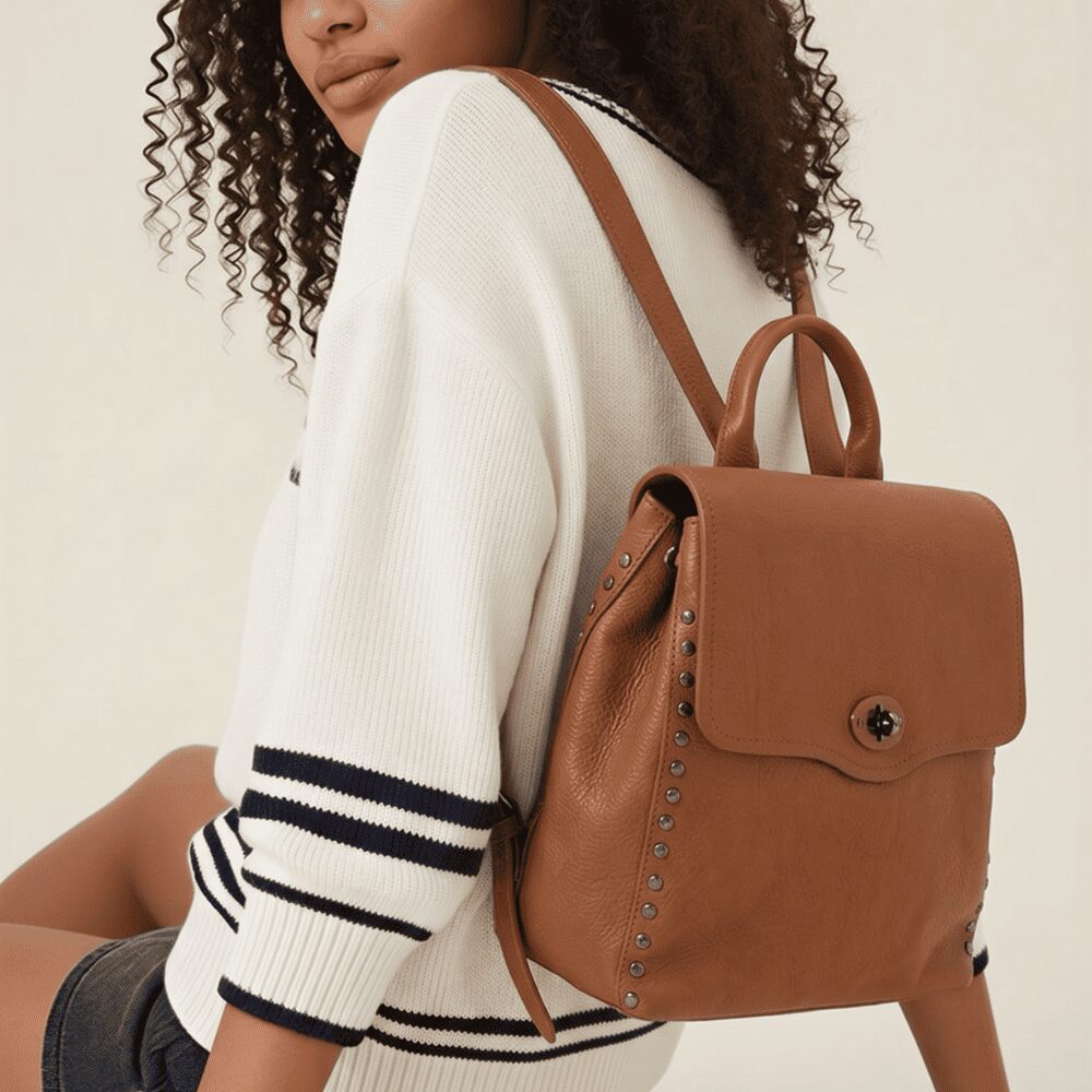 Zaino Cuoio Casual Borchie