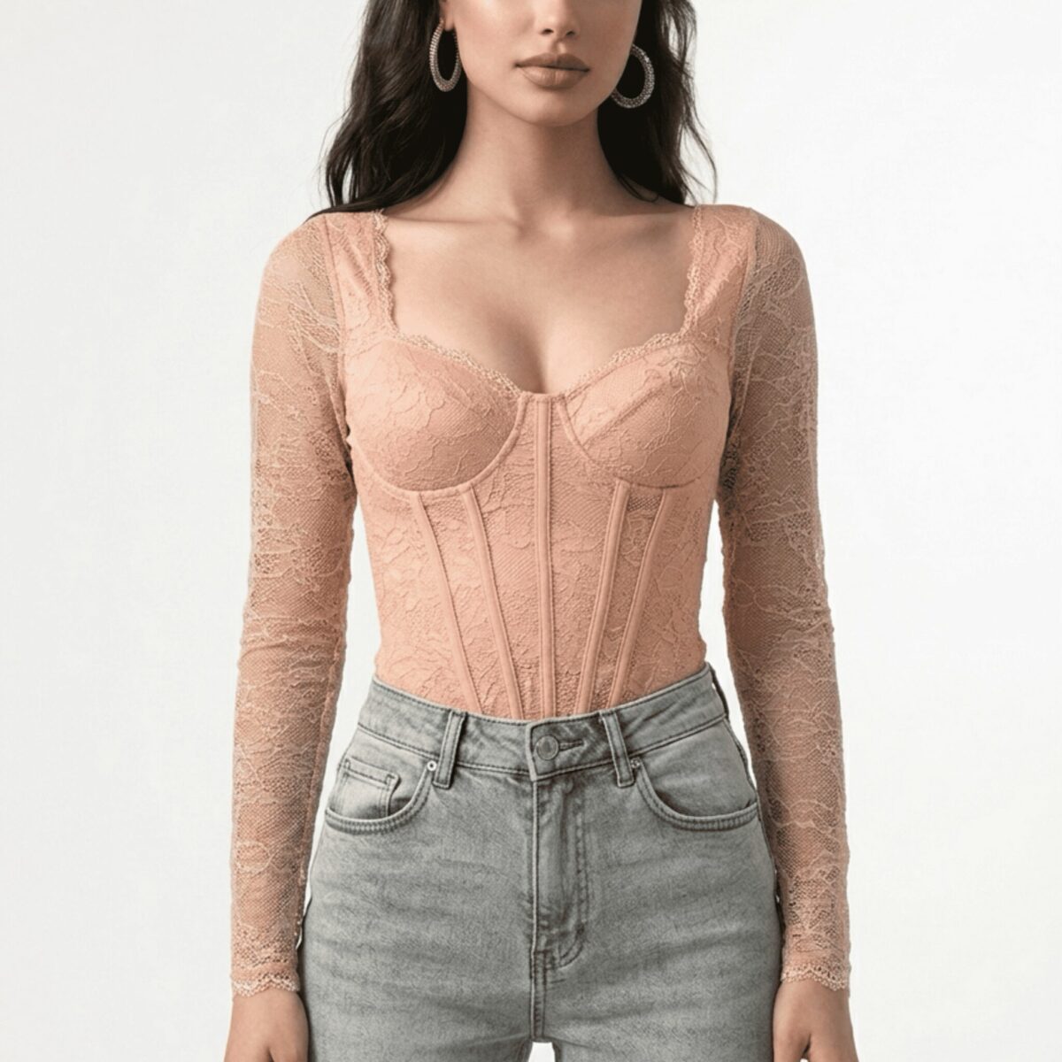 Body Corsetto Pizzo Rosa