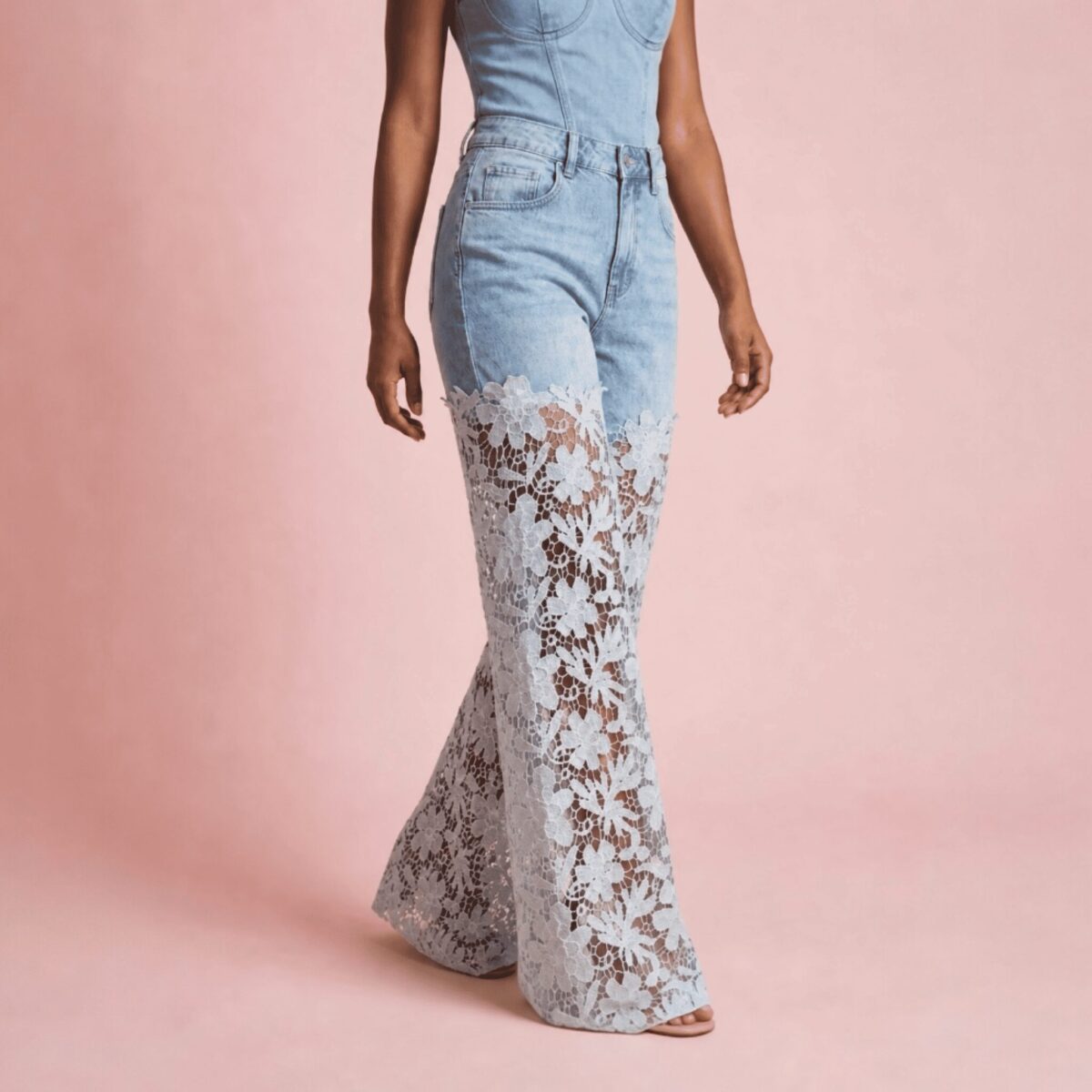 Jeans Denim Pizzo Floreale
