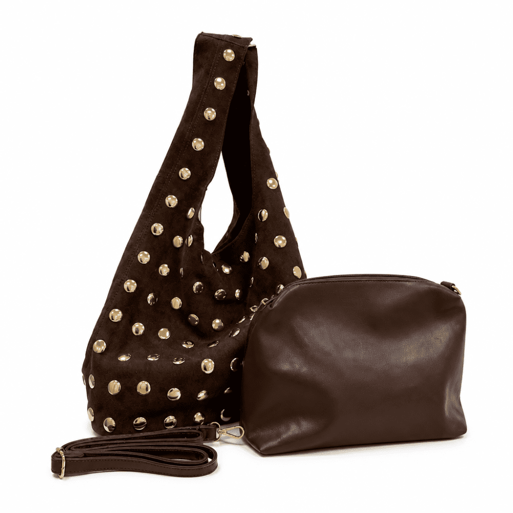 Borsa Hobo Camoscio Borchie - immagine 4
