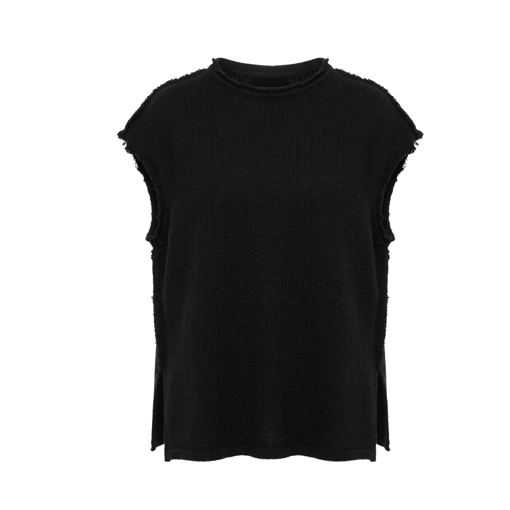 Gilet Maglia Nero Sfilacciato - immagine 4