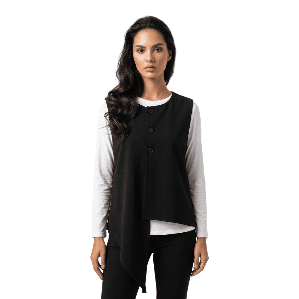 Gilet Nero Asimmetrico Elegante