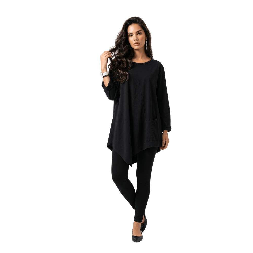 Maglia Asimmetrica Oversize Nera - immagine 3
