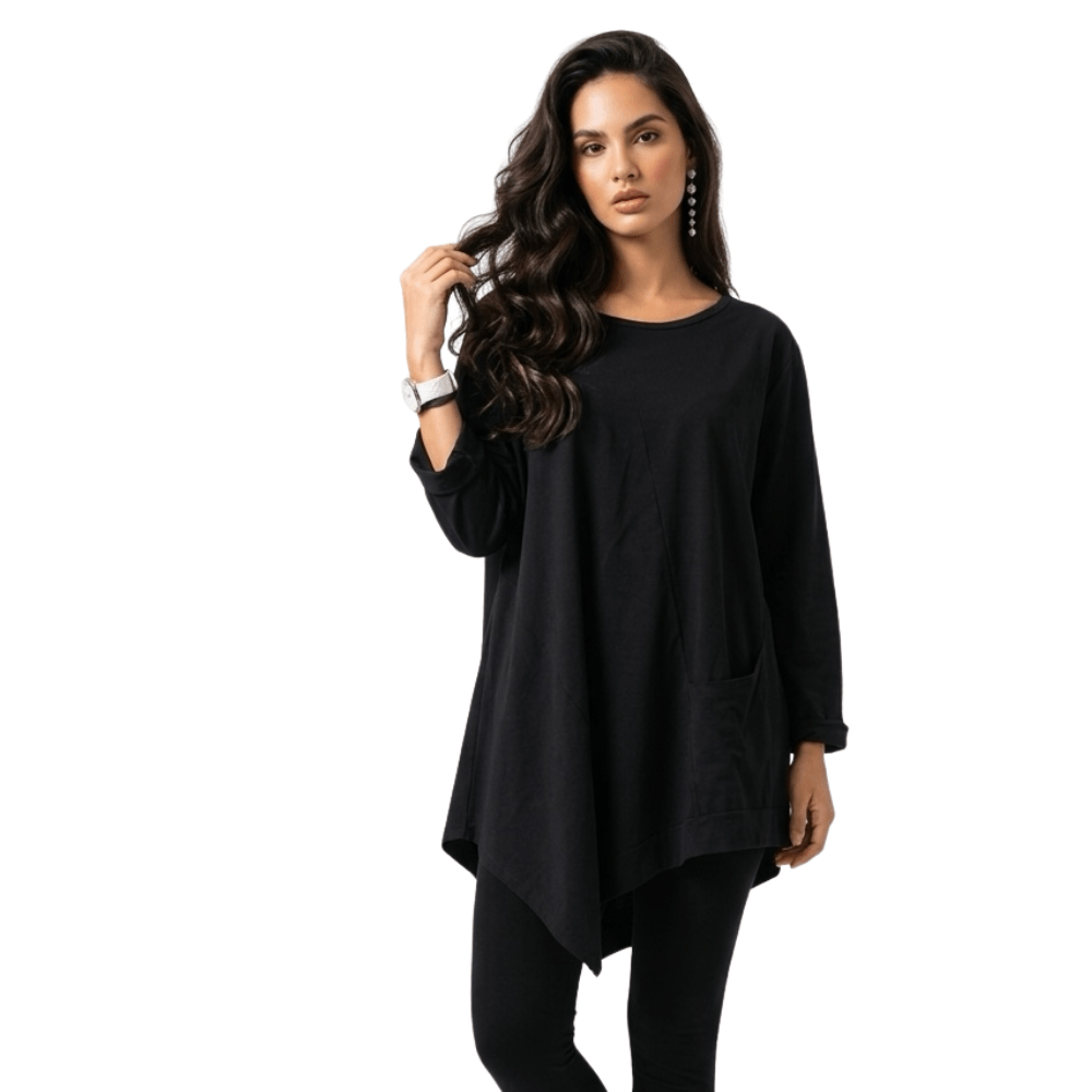 Maglia Asimmetrica Oversize Nera