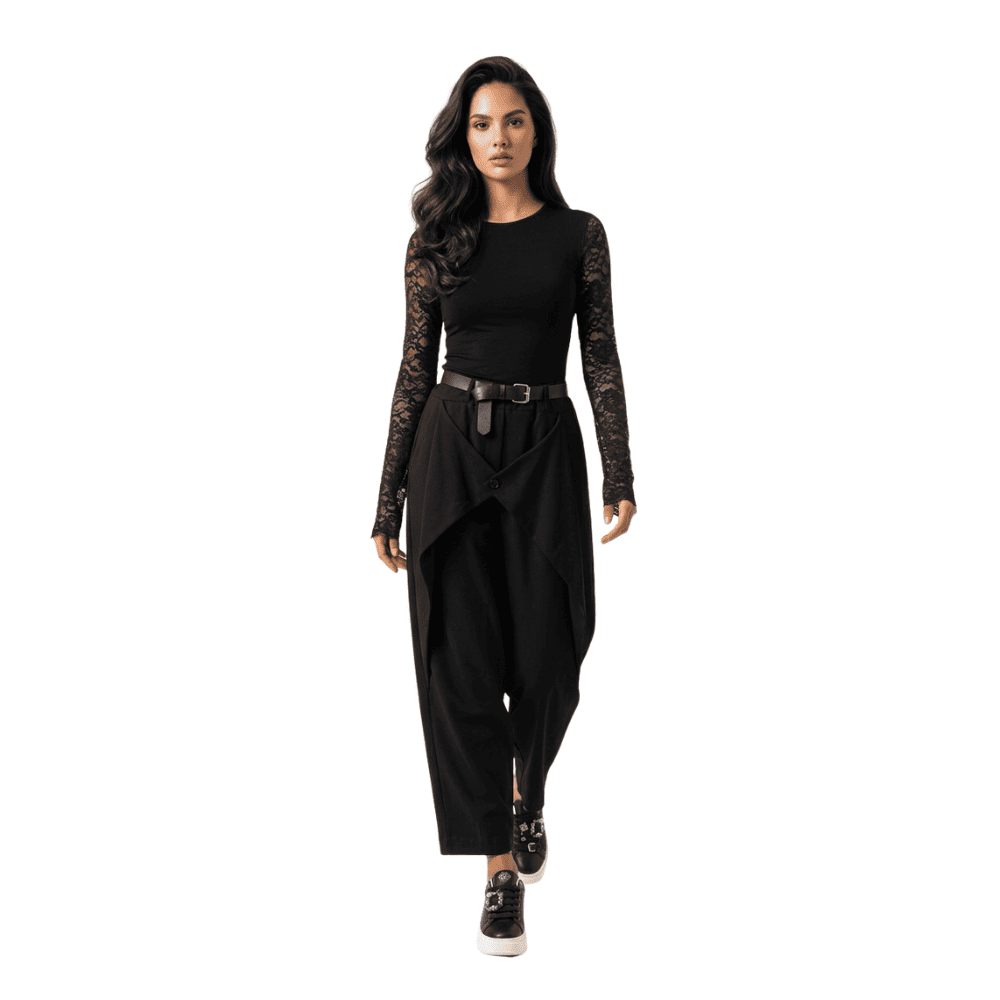 Pantaloni Neri Stile Asymmetric - immagine 3